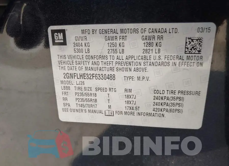 2GNFLHE32F6330488 Photo# 9