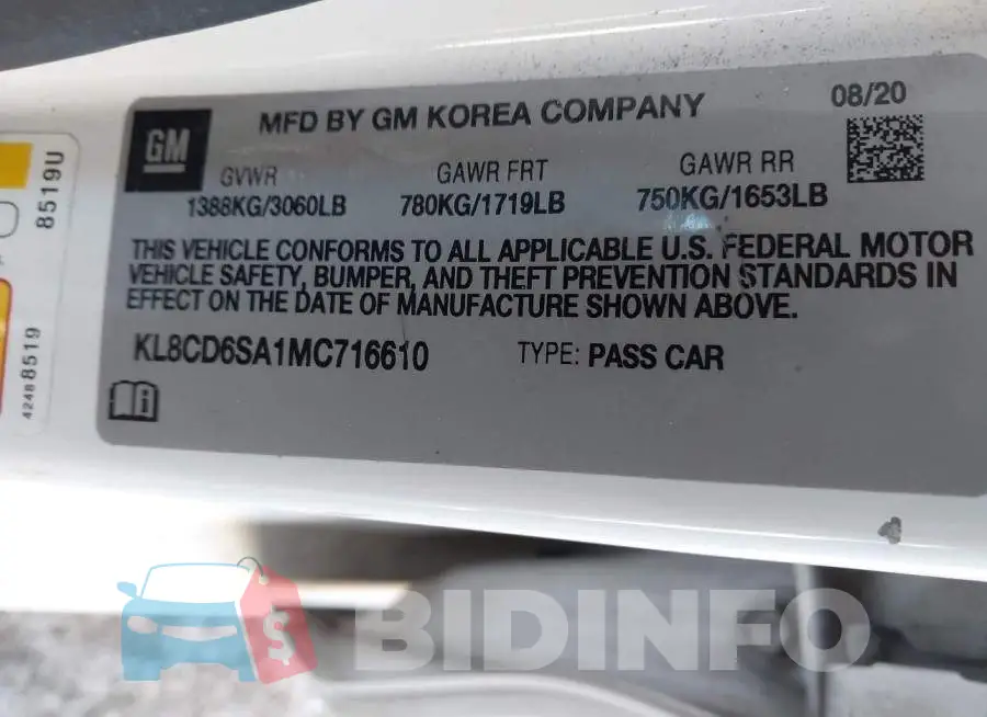 KL8CD6SA1MC716610 Photo# 9