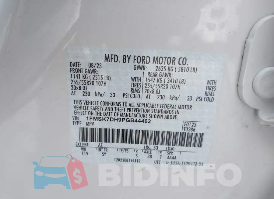 1FMSK7DH9PGB44462 Photo# 9