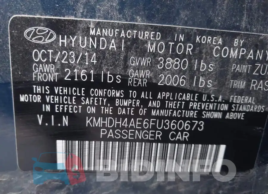 KMHDH4AE6FU360673 Photo# 9