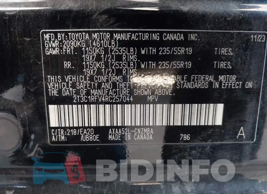 2T3C1RFV4RC257044 Photo# 9