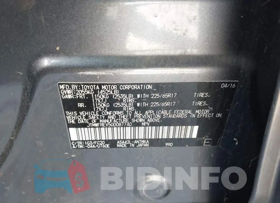 JTMWFREV5GD087740 Photo# 9