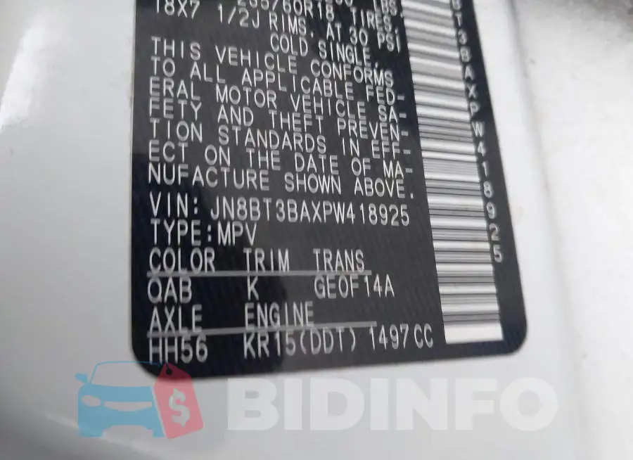 JN8BT3BAXPW418925 Photo# 9