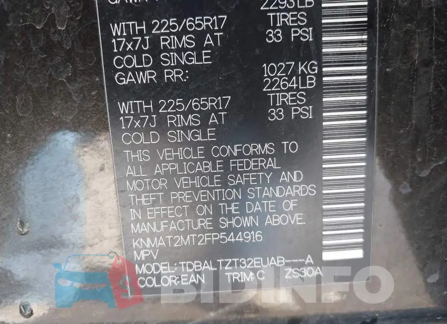 KNMAT2MT2FP544916 Photo# 9