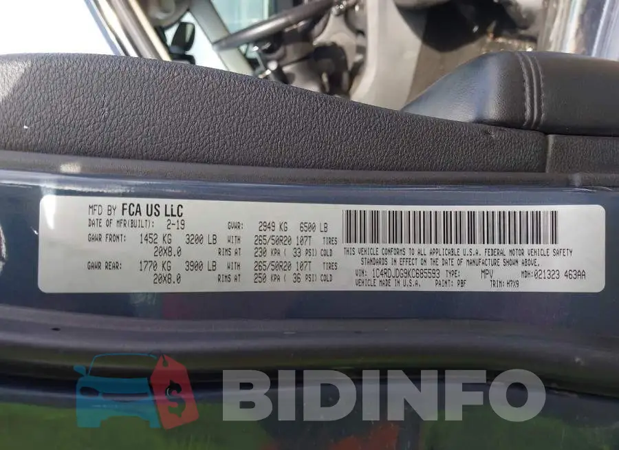 1C4RDJDG9KC685593 Photo# 9