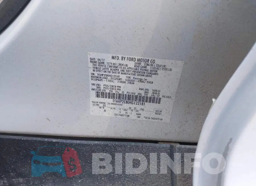 1FAHP2E80HG122181 Photo# 9
