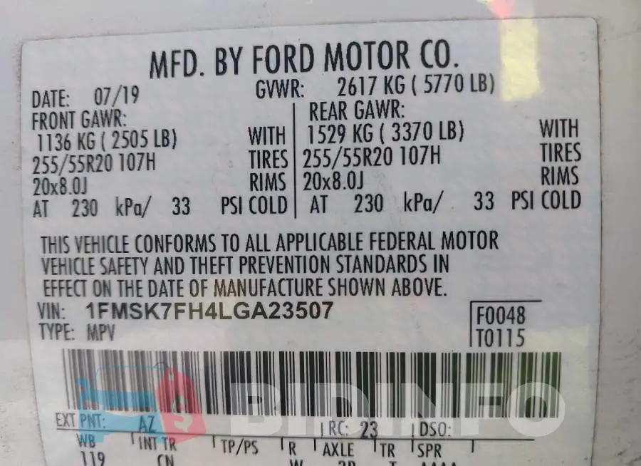 1FMSK7FH4LGA23507 Photo# 9