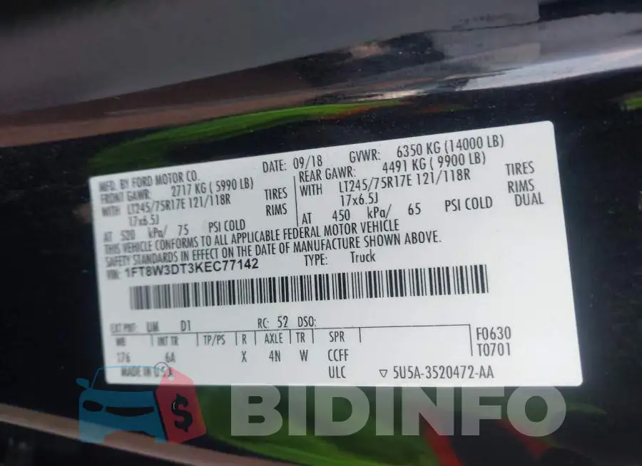 1FT8W3DT3KEC77142 Photo# 8