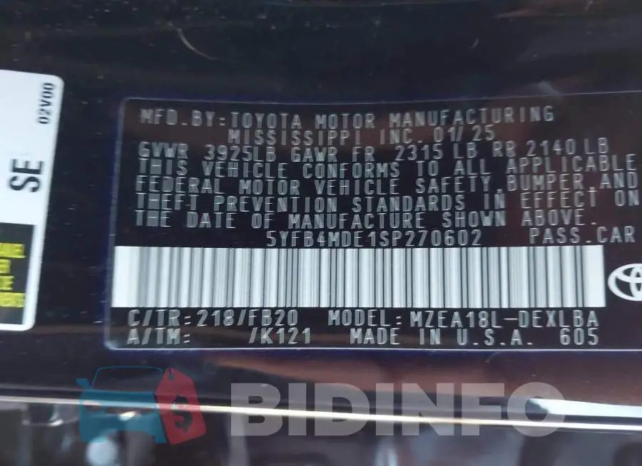 5YFB4MDE1SP270602 Photo# 9