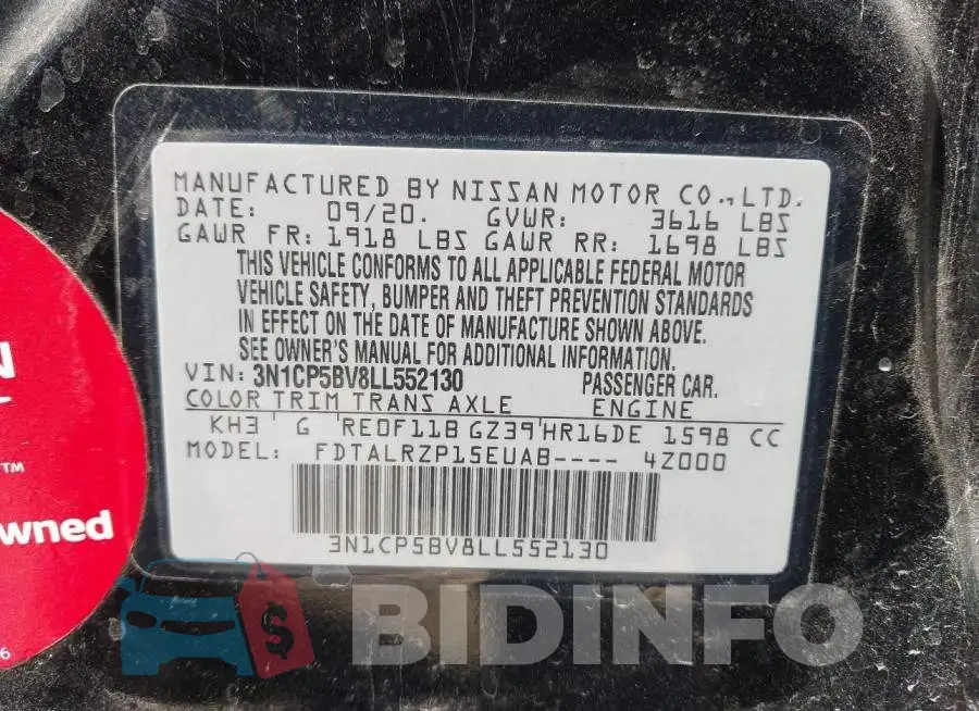 3N1CP5BV8LL552130 Photo# 9