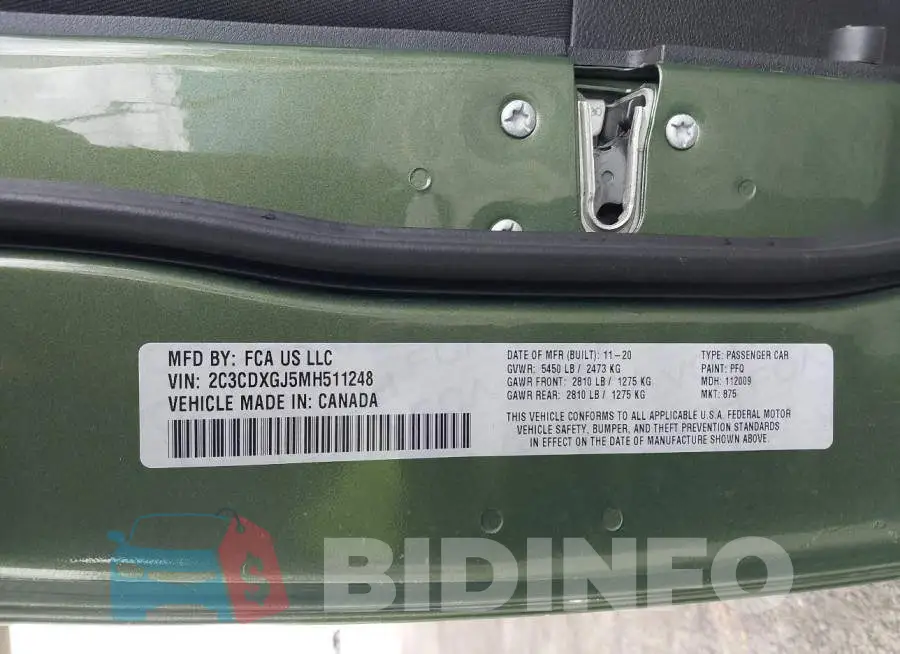 2C3CDXGJ5MH511248 Photo# 9