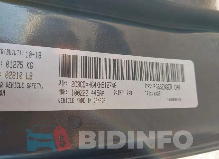 2C3CDXHG4KH512746 Photo# 9