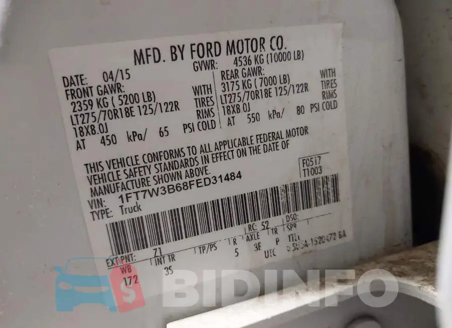 1FT7W3B68FED31484 Photo# 9