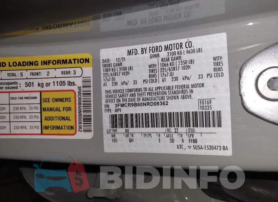 3FMCR9B60NRD08362 Photo# 9