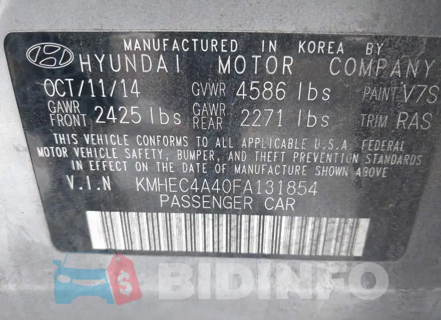 KMHEC4A40FA131854 Photo# 9