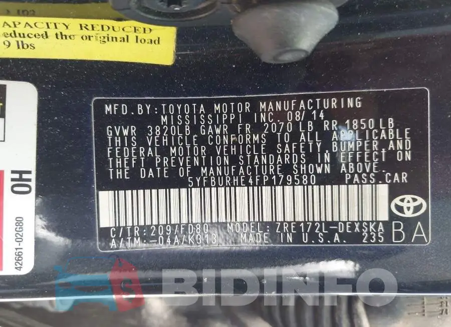 5YFBURHE4FP179580 Photo# 9