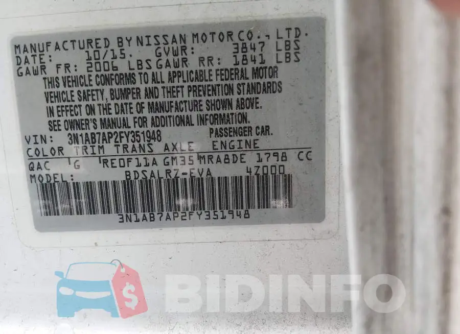 3N1AB7AP2FY351948 Photo# 9