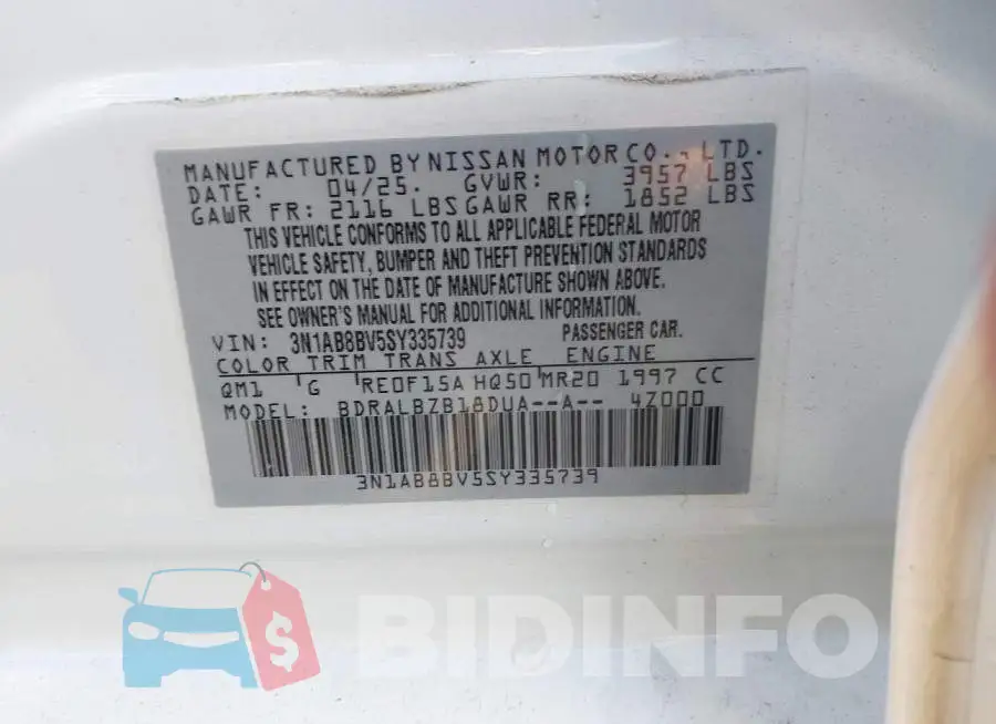3N1AB8BV5SY335739 Photo# 9