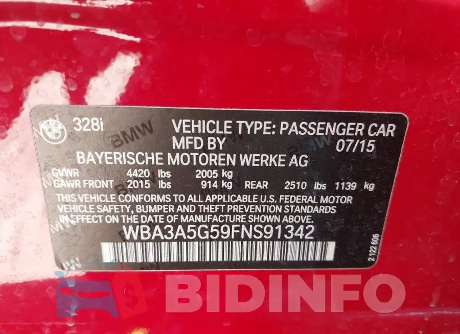 WBA3A5G59FNS91342 Photo# 9