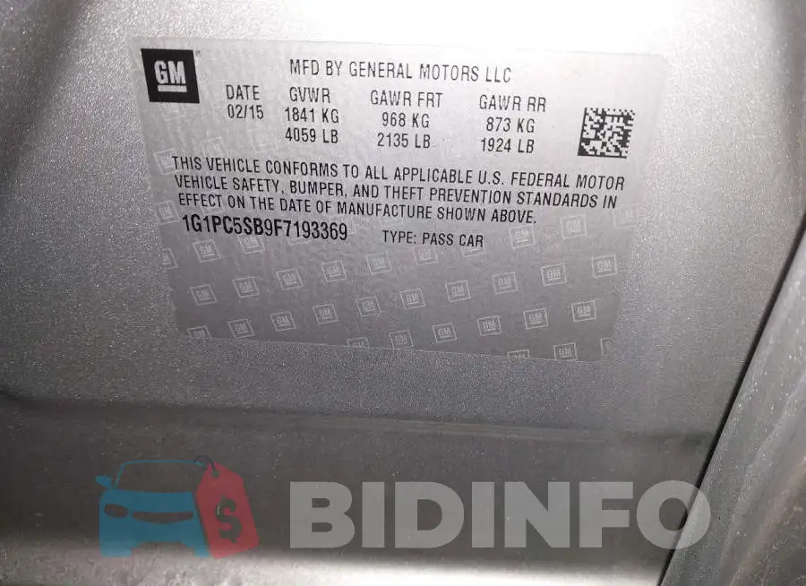 1G1PC5SB9F7193369 Photo# 9