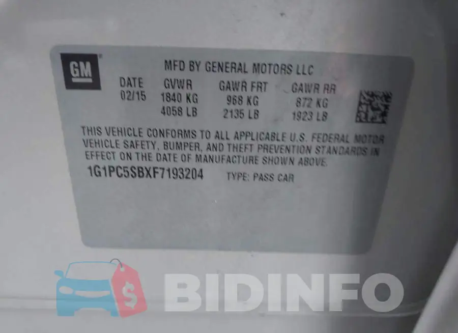 1G1PC5SBXF7193204 Photo# 9