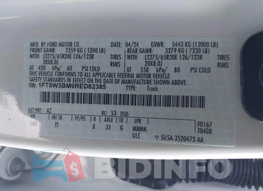 1FT8W3BM9RED82385 Photo# 8