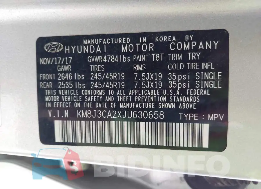 KM8J3CA2XJU630658 Photo# 9
