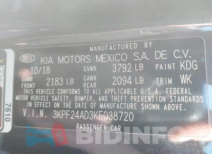 3KPF24AD3KE038720 Photo# 9