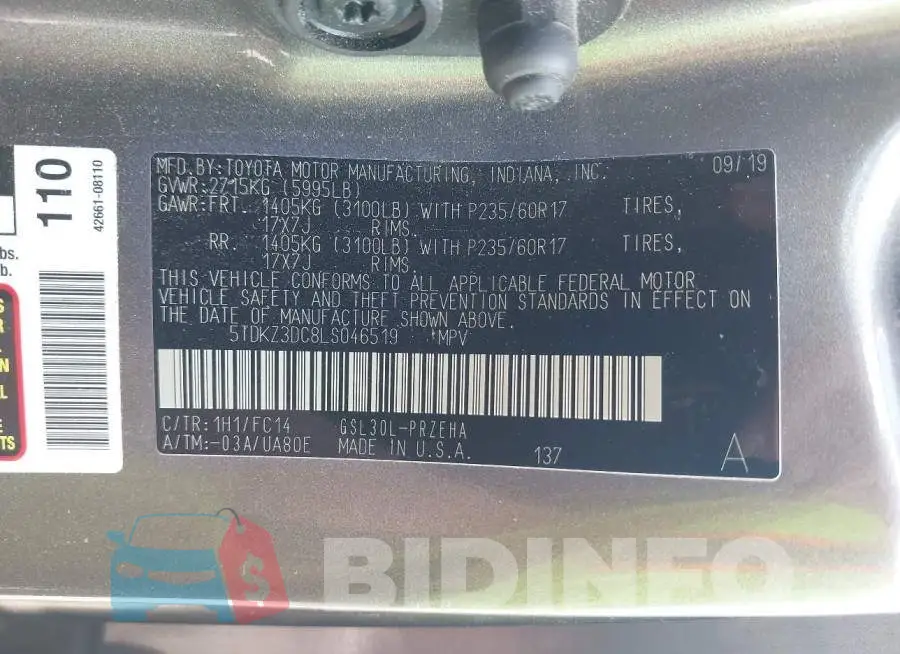 5TDKZ3DC8LS046519 Photo# 9