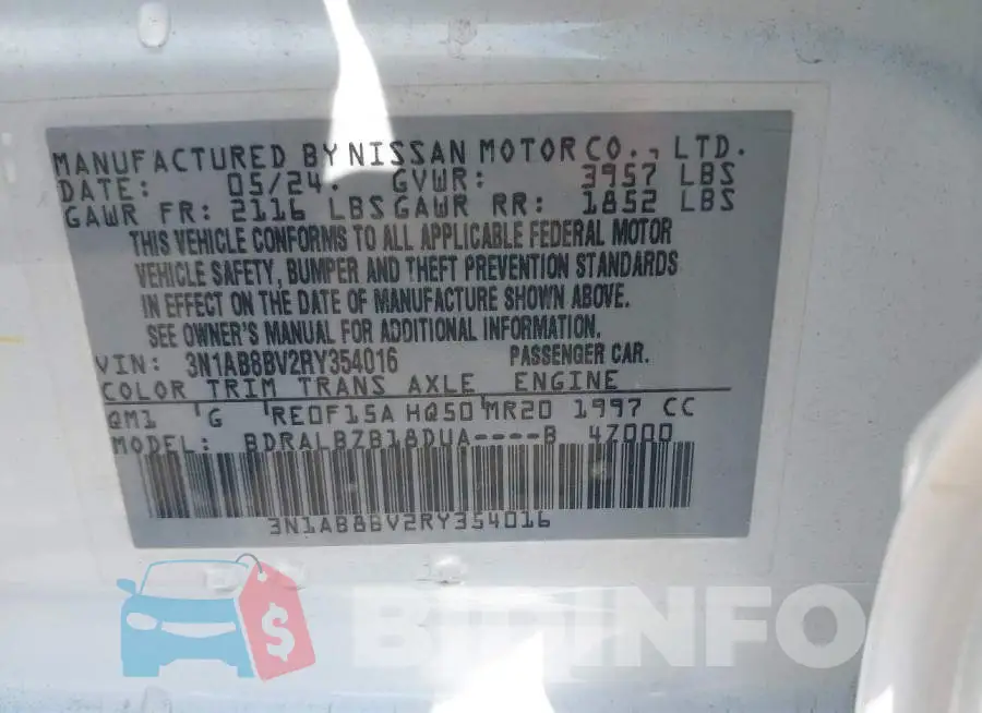 3N1AB8BV2RY354016 Photo# 9
