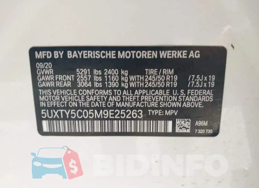 5UXTY5C05M9E25263 Photo# 9