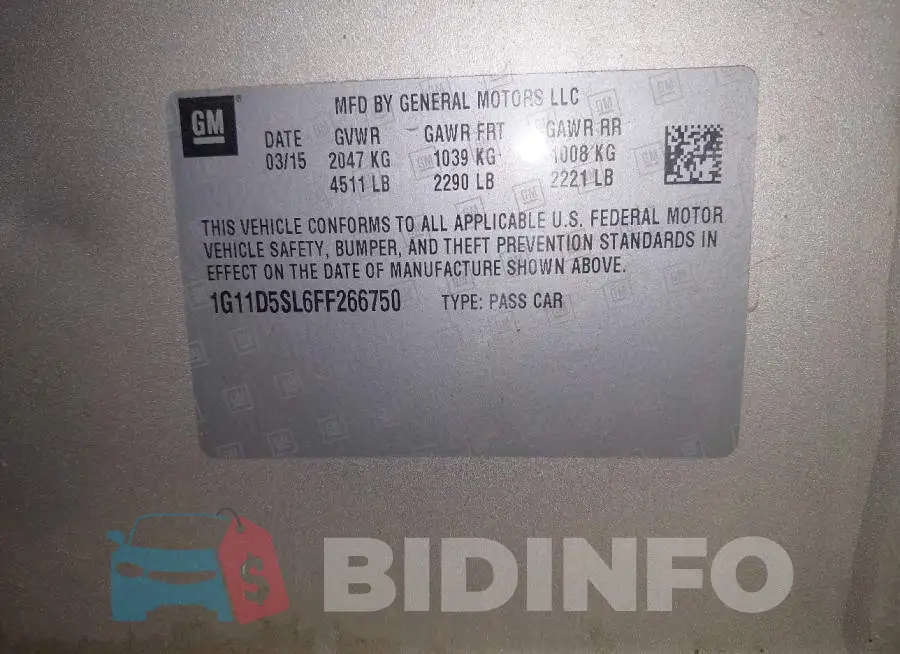 1G11D5SL6FF266750 Photo# 9
