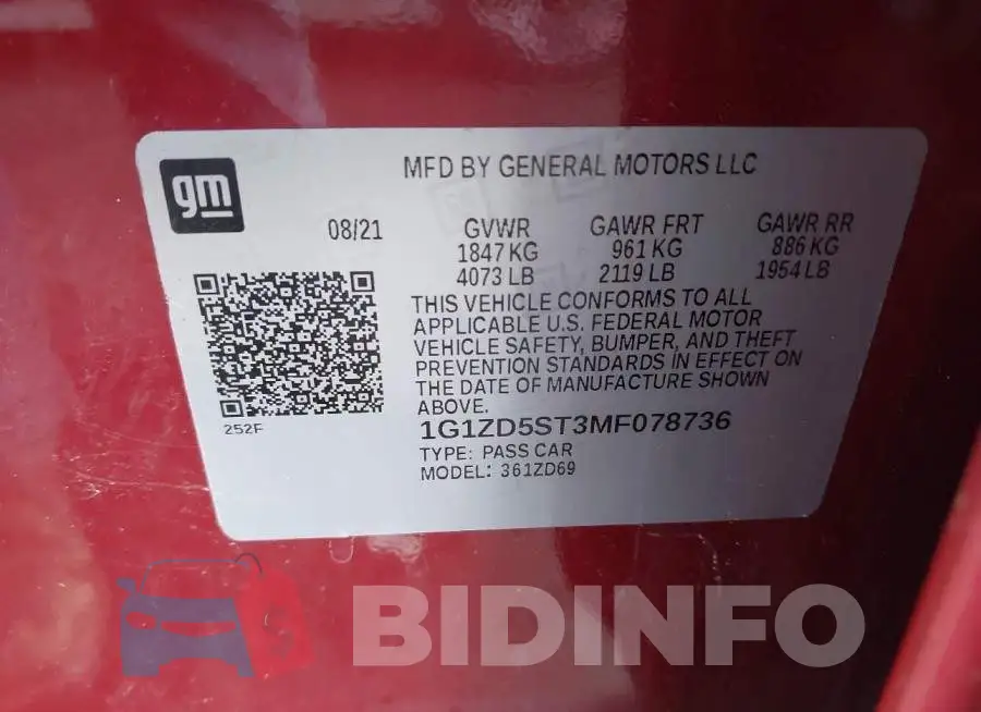 1G1ZD5ST3MF078736 Photo# 9