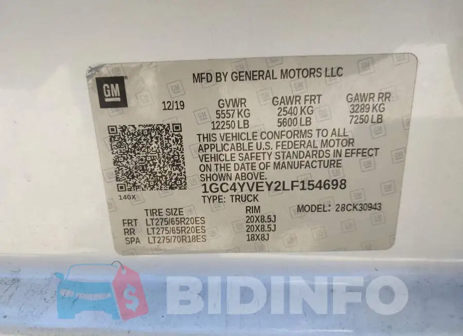 1GC4YVEY2LF154698 Photo# 9