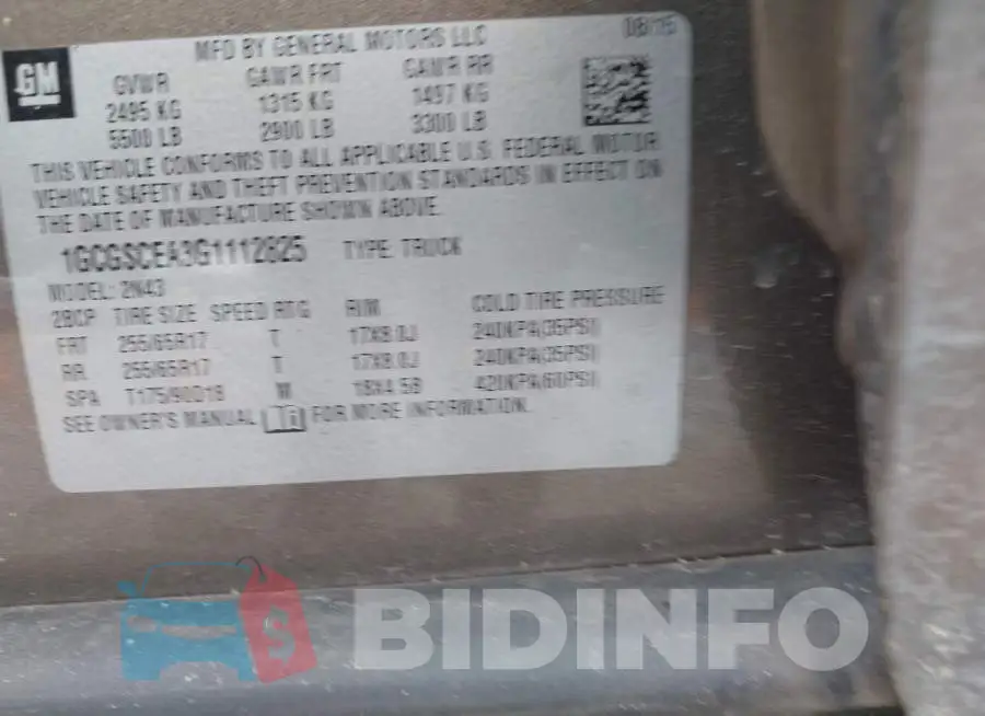 1GCGSCEA3G1112825 Photo# 9