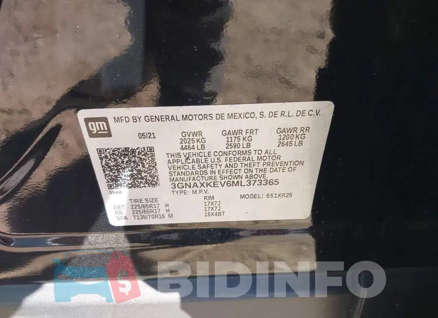 3GNAXKEV6ML373365 Photo# 9
