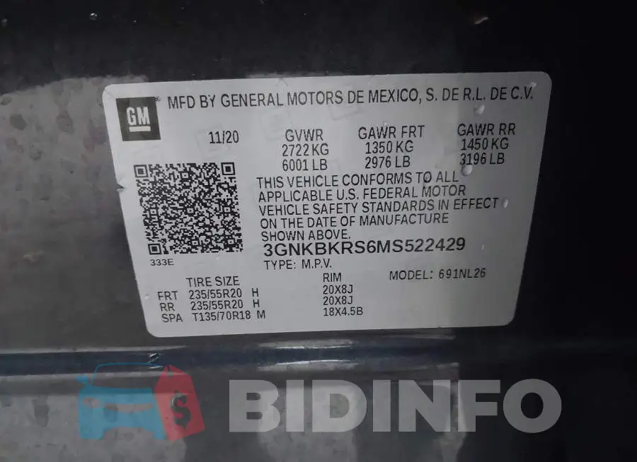3GNKBKRS6MS522429 Photo# 9