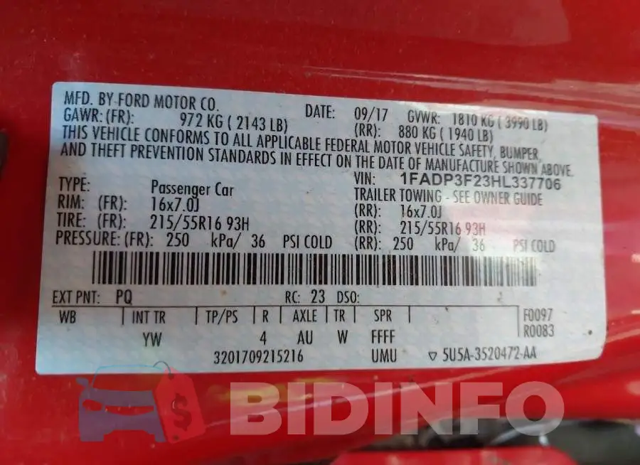 1FADP3F23HL337706 Photo# 9