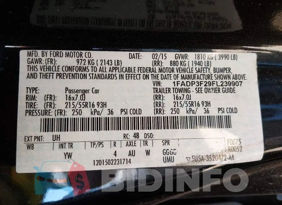 1FADP3F29FL239907 Photo# 9