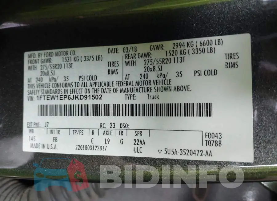 1FTEW1EP6JKD91502 Photo# 9