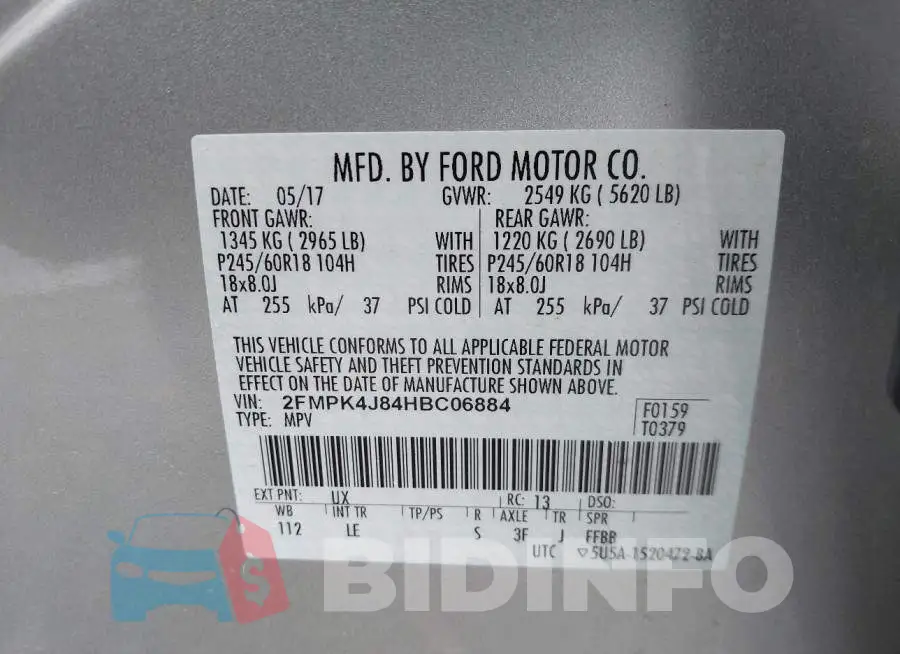 2FMPK4J84HBC06884 Photo# 9