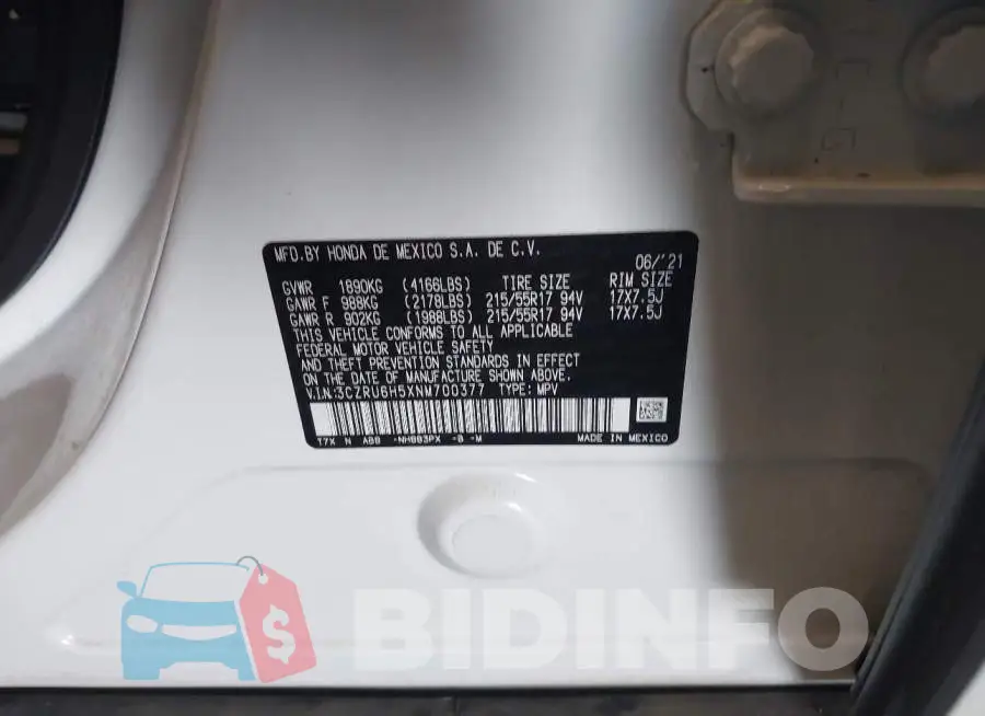 3CZRU6H5XNM700377 Photo# 9