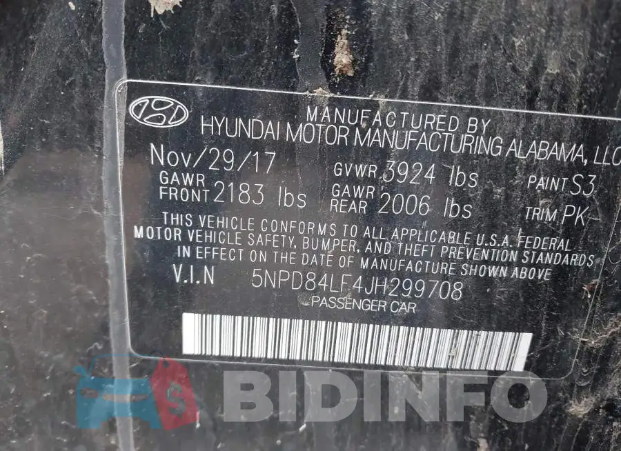 5NPD84LF4JH299708 Photo# 9