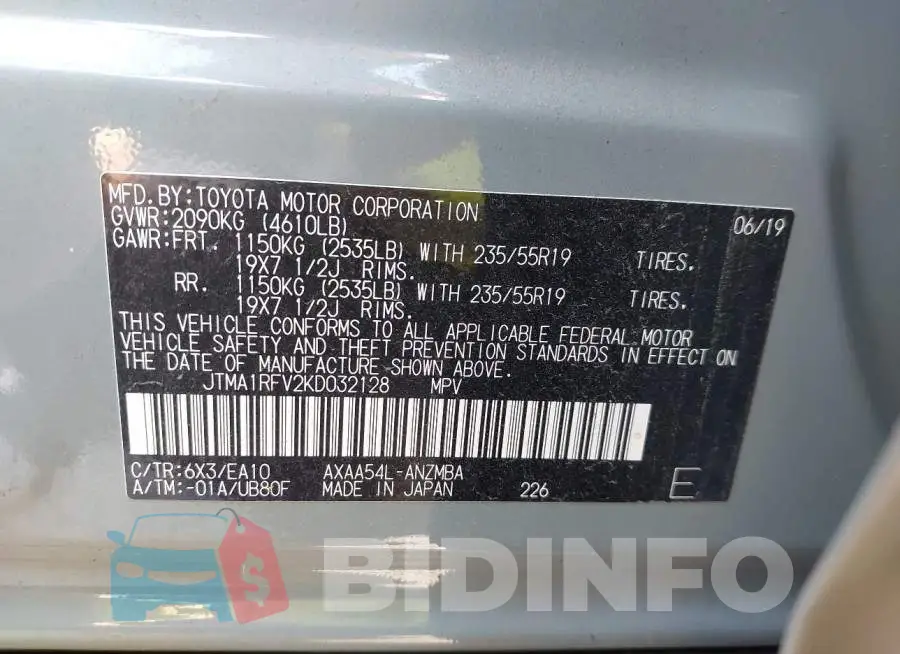 JTMA1RFV2KD032128 Photo# 9