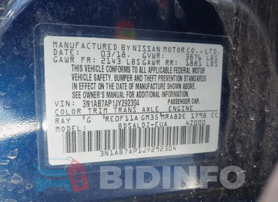 3N1AB7AP1JY292304 Photo# 9