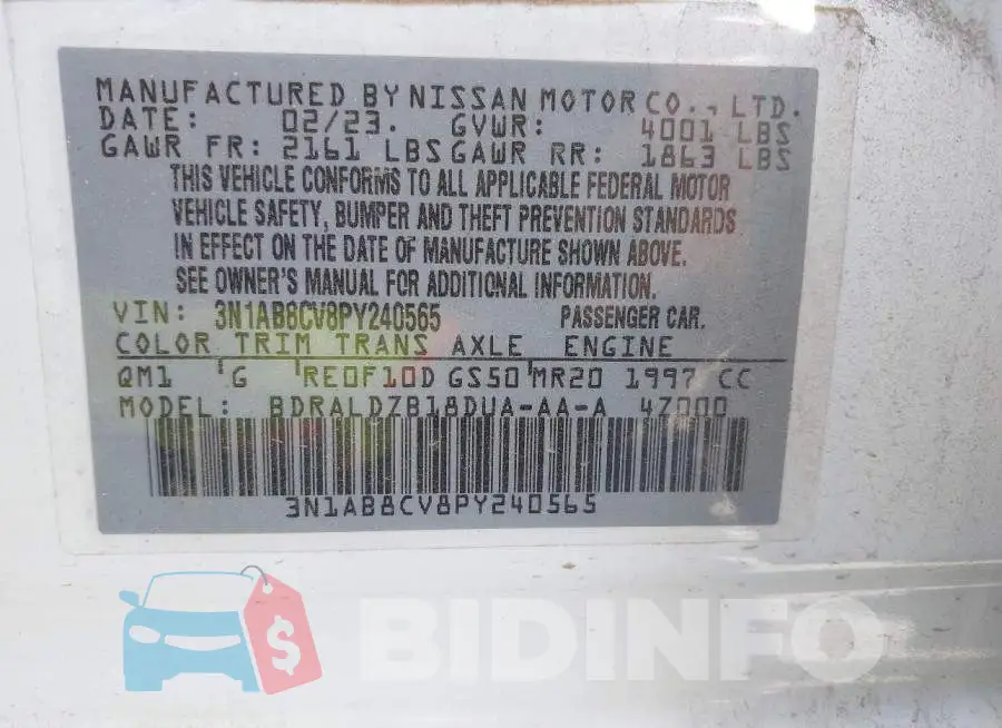 3N1AB8CV8PY240565 Photo# 9