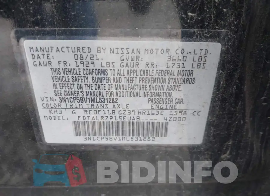3N1CP5BV1ML531282 Photo# 9