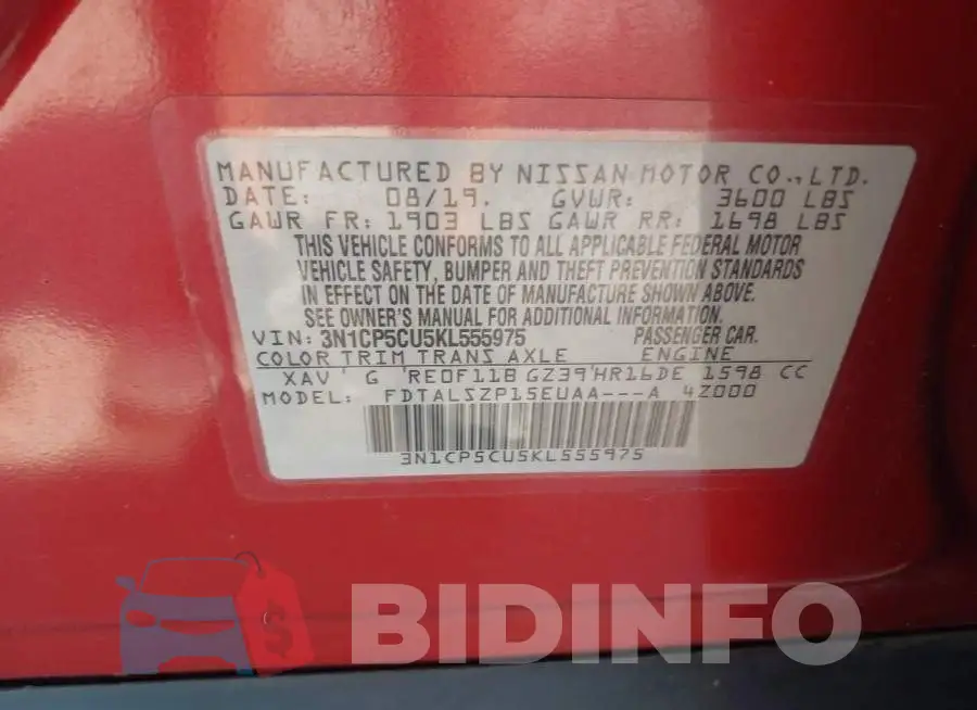 3N1CP5CU5KL555975 Photo# 9