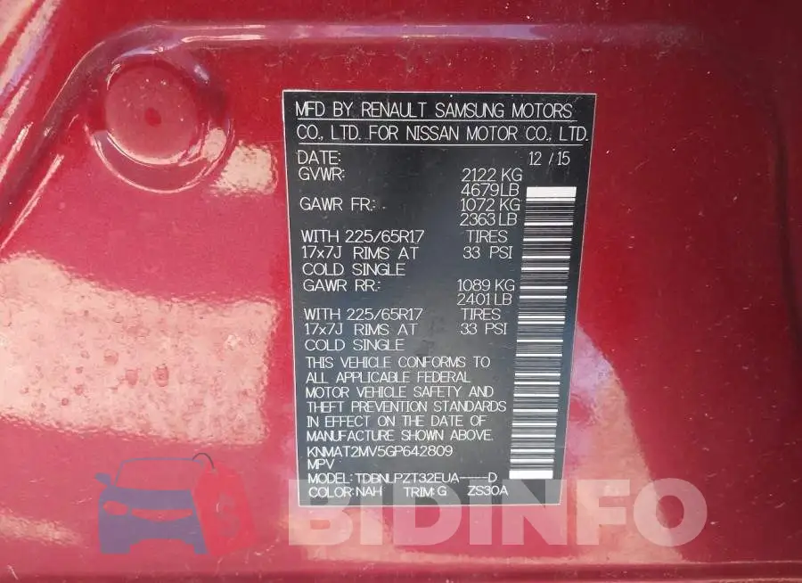 KNMAT2MV5GP642809 Photo# 9