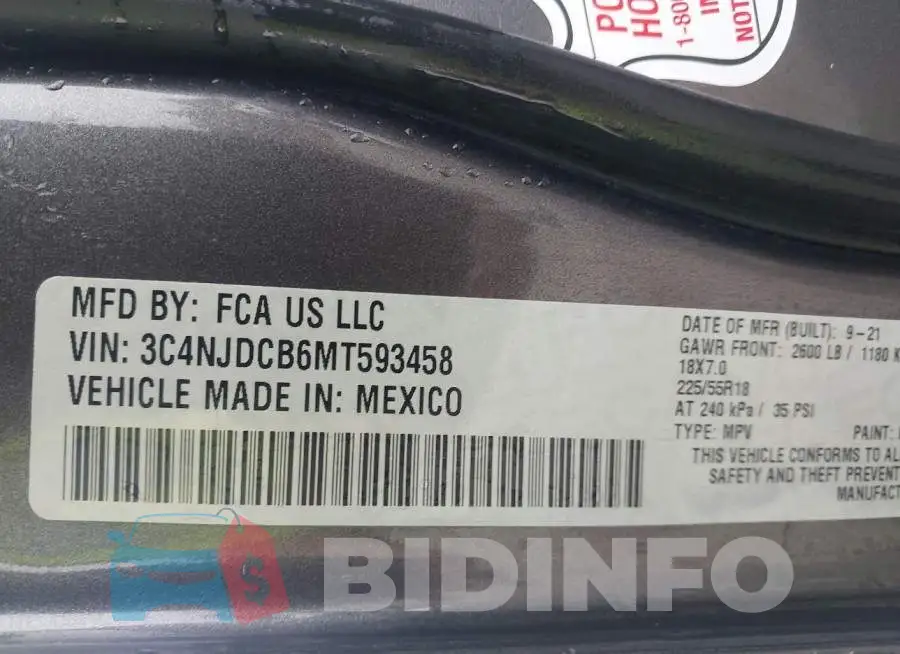 3C4NJDCB6MT593458 Photo# 9